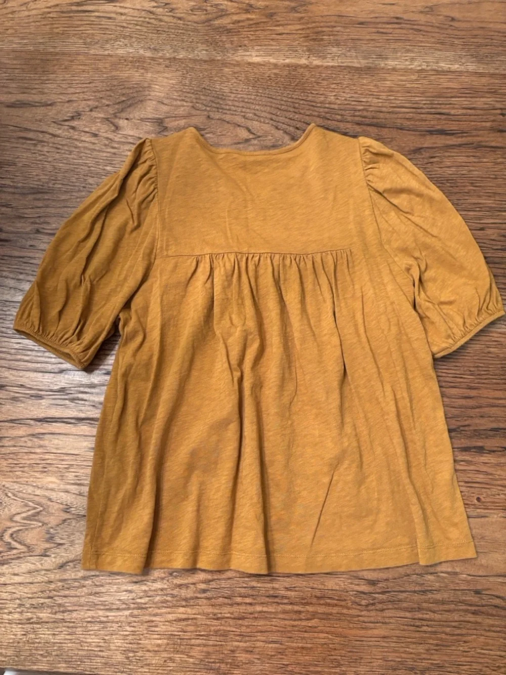 J.Crew Mustard Yellow Gold Smocked Cotton Puff Sleeve Peasant Top Women’s Small